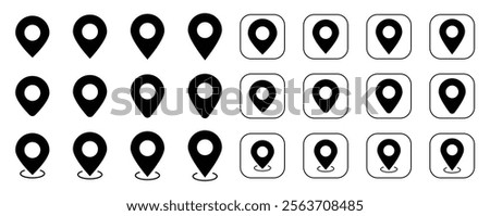 Pin icon set. Location icon vector. Map pin icon set, pin location icon vector illustration. 