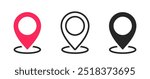 Pin icon set. Map pointers sign set. Location map icon. Specific geographic location with circular indicator. Map pointer GPS location. Editable stroke. Vector illustration