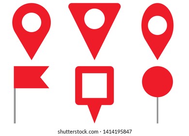 Pin icon set.Red map pin symbol