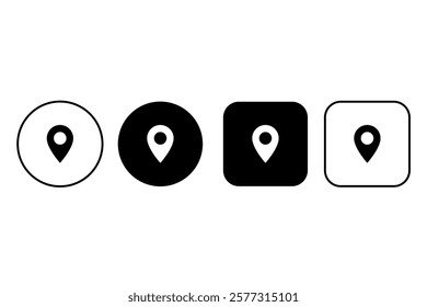Pin icon set of maps.  Simple pin location icon. Outline map symbol. Address icon buttons. Place icon
