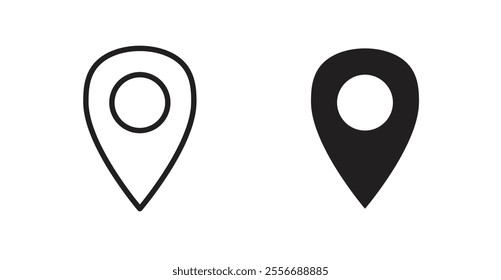 Pin icon set in Thin line black color.