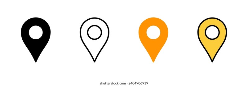 Vector de conjunto de iconos de pines. Signo de ubicación y símbolo. icono de destino. anclaje