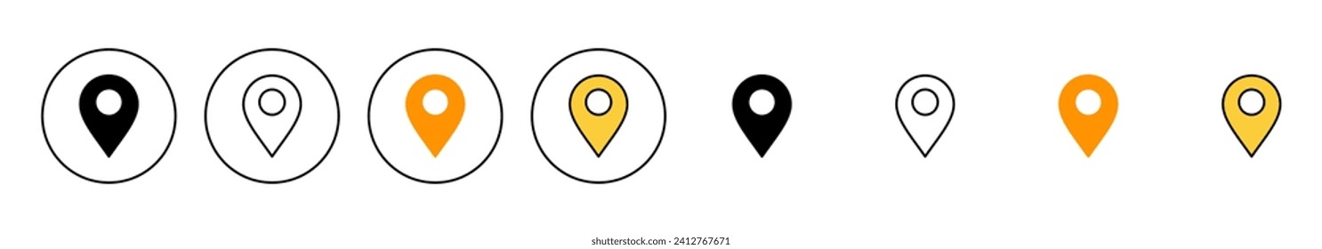 Pin icon set vector. Location sign and symbol. destination icon. map pin