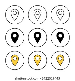 Pin icon set vector. Location sign and symbol. destination icon. map pin