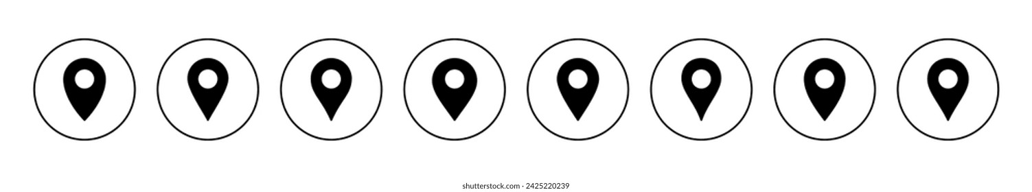 Pin icon set vector. Location sign and symbol. destination icon. map pin