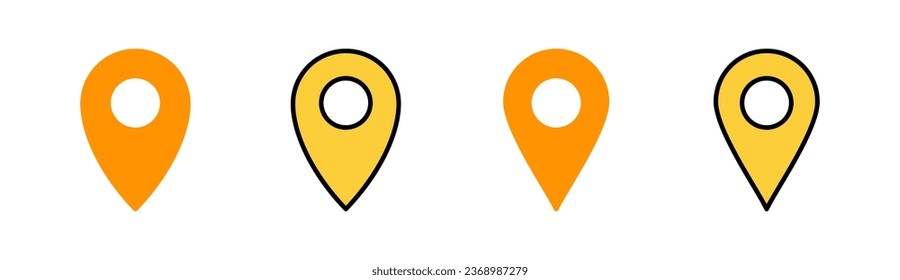 Juego de iconos de pines para la aplicación web y móvil. Signo de ubicación y símbolo. icono de destino. anclaje