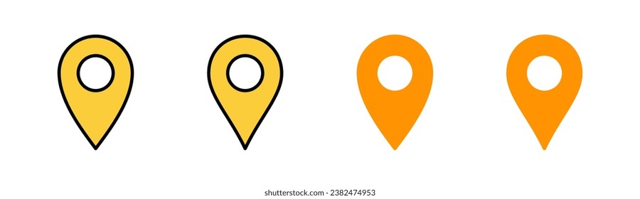 Juego de iconos de pines para la aplicación web y móvil. Signo de ubicación y símbolo. icono de destino. anclaje