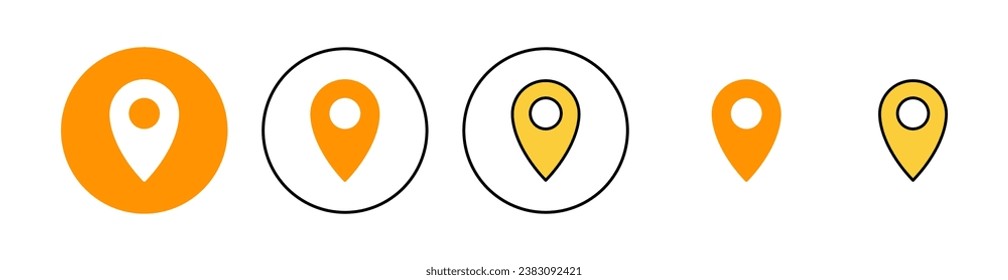 Juego de iconos de pines para la aplicación web y móvil. Signo de ubicación y símbolo. icono de destino. anclaje