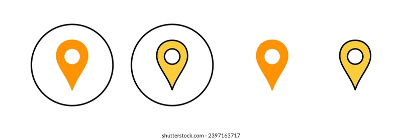 Juego de iconos de pines para la aplicación web y móvil. Signo de ubicación y símbolo. icono de destino. anclaje
