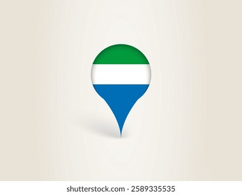 Pin Icon with Sierra Leone National Flag. Location Marker Icon.