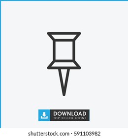 pin icon. Simple outline pin vector icon. On white background.