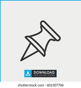 pin icon. simple outline pin vector icon. on white background.