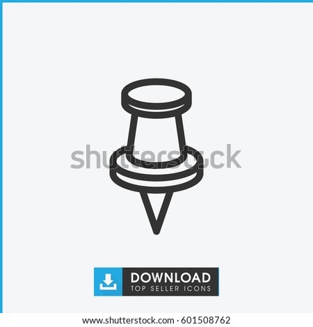 pin icon. simple outline pin vector icon. on white background.