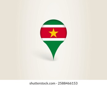 Pin Icon with Suriname National Flag. Location Marker Icon.