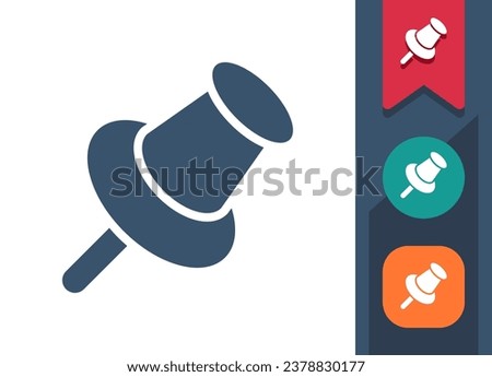 Pin Icon. Tack, Thumbtack, Thumb Tack. Professional, pixel perfect vector icon.