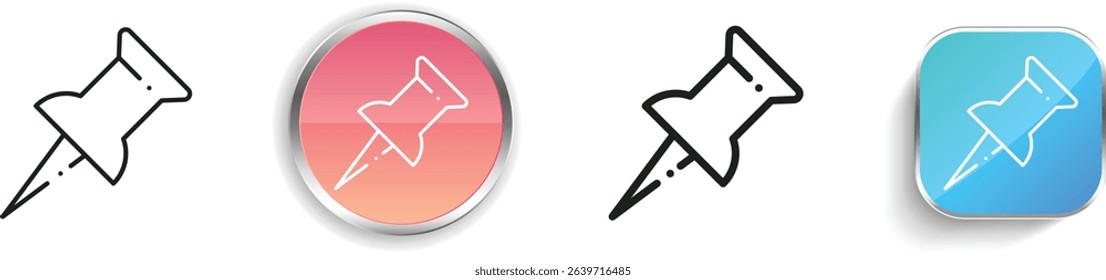 pin icon. Thin Linear, Regular and Button Style Design Isolated On White Background