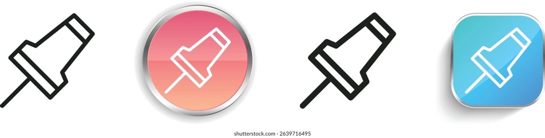 pin icon. Thin Linear, Regular and Button Style Design Isolated On White Background