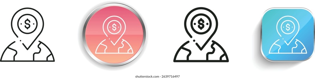 pin icon. Thin Linear, Regular and Button Style Design Isolated On White Background