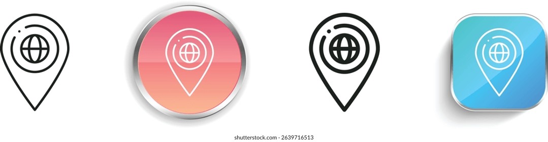 pin icon. Thin Linear, Regular and Button Style Design Isolated On White Background