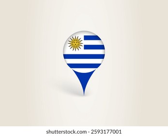 Pin Icon with Uruguay National Flag. Location Marker Icon.