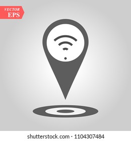 Pin icon vector. Grungy icon with map pointer with wi-fi symbol, Navigation map, gps, direction, place, compass, contact, search concept. Flat style for graphic design, logo, Web, UI mobile app EPS 10