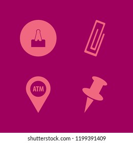 pin icon. pin vector icons set push pin, atm location and paper clip