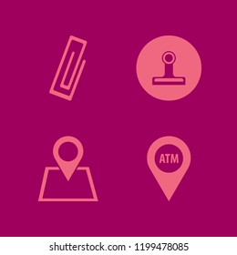 pin icon. pin vector icons set atm location, location and paper clip