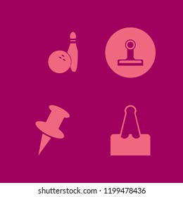 pin icon. pin vector icons set push pin, bowling ball pin and paper clip