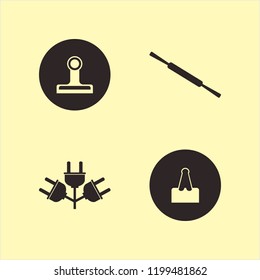 pin icon. pin vector icons set rolling pin, electric plugs and paper clip
