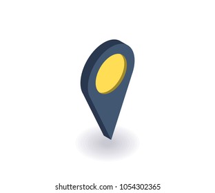 Pin icon, vector illustration in flat isometric 3D style.
