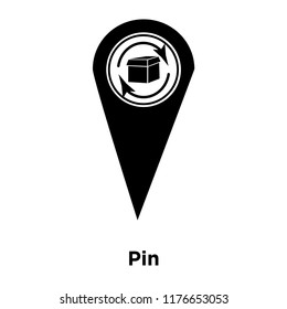 Pin icon vector isolated on white background, logo concept of Pin sign on transparent background, filled black symbol