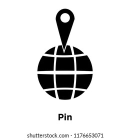 Pin icon vector isolated on white background, logo concept of Pin sign on transparent background, filled black symbol