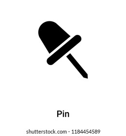 Pin icon vector isolated on white background, logo concept of Pin sign on transparent background, filled black symbol