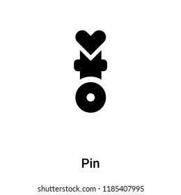 Pin icon vector isolated on white background, logo concept of Pin sign on transparent background, filled black symbol