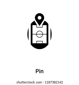 Pin icon vector isolated on white background, logo concept of Pin sign on transparent background, filled black symbol