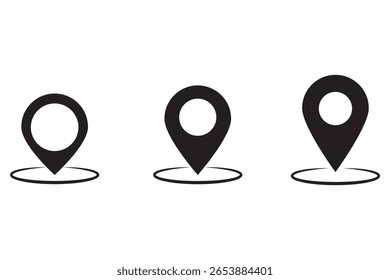 Vector del icono del Pin aislado en el fondo blanco. Icono de Locación. Icono de puntero de mapa. Punto. Localizador. Dirección. EPS 10 
