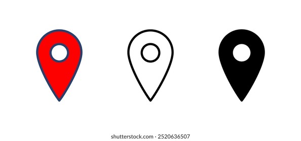 Vector de icono de pin. Icono de Locación. Icono de destino. Vector de mapa