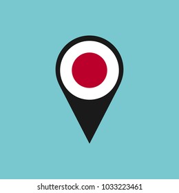 pin icon vector. location icon vector with japan flag. Location map icon