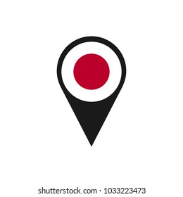pin icon vector. location icon vector with japan flag. Location map icon