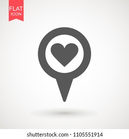 Pin icon vector. Location sign Isolated on white background. Navigation map, gps, direction, place, compass, contact, search concept. Flat style for graphic design, logo, Web, UI mobile app EPS10
