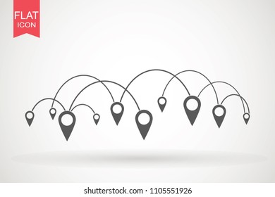 Pin icon vector. Location sign Isolated on white background. Navigation map, gps, direction, place, compass, contact, search concept. Flat style for graphic design, logo, Web, UI mobile app EPS10