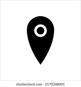 Stiftsymbol, Vektorgrafik. Ortszeichen einzeln auf weißem Hintergrund. Navigationskarte, GPS, Richtung, Ort, Kompass, Kontakt, Suchbegriff.