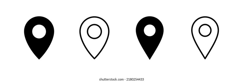 Vector de icono de pines. Signo de ubicación y símbolo. icono de destino. anclaje