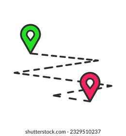 Stiftsymbol, Vektorgrafik. Ortszeichen einzeln auf weißem Hintergrund. Navigationskarte, GPS, Richtung, Ort, Kompass, Kontakt, Suchkonzept