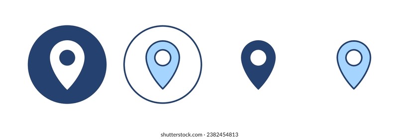 Vector de icono de pines. Signo de ubicación y símbolo. icono de destino. anclaje
