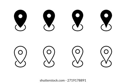 Symbolvektor anheften. Ortsschild und -symbol. Zielsymbol. Kartenstift