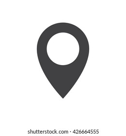 Вектор значка Pin. Знак местоположения изолирован на белом фоне. Навигационная карта, GPS, направление, место, компас, контакт, концепция поиска. Плоский стиль для графического дизайна, логотипа, Web, UI, мобильного приложения, EPS10