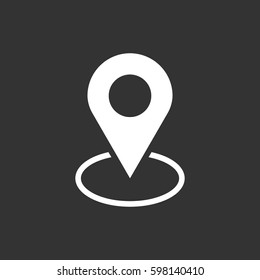 Pin icon vector. Location sign in flat style isolated on black background. Navigation map, gps concept.
