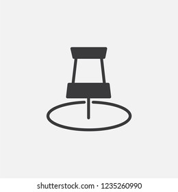 Pin icon vector. Location symbol. Linear style sign for mobile concept and web design. Pin symbol illustration. Pixel vector graphics - Vector.
