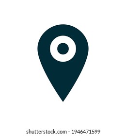 Vector de icono de pines. Indicador de ubicación o destino Aislado sobre fondo blanco. Mapa de navegación, gps, dirección, lugar, brújula, contacto, concepto de búsqueda. Estilo plano para diseño gráfico, logotipo, web, móvil.